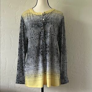 Dana Buchman Yellow and Gray Long Sleeve Button Down Shirt